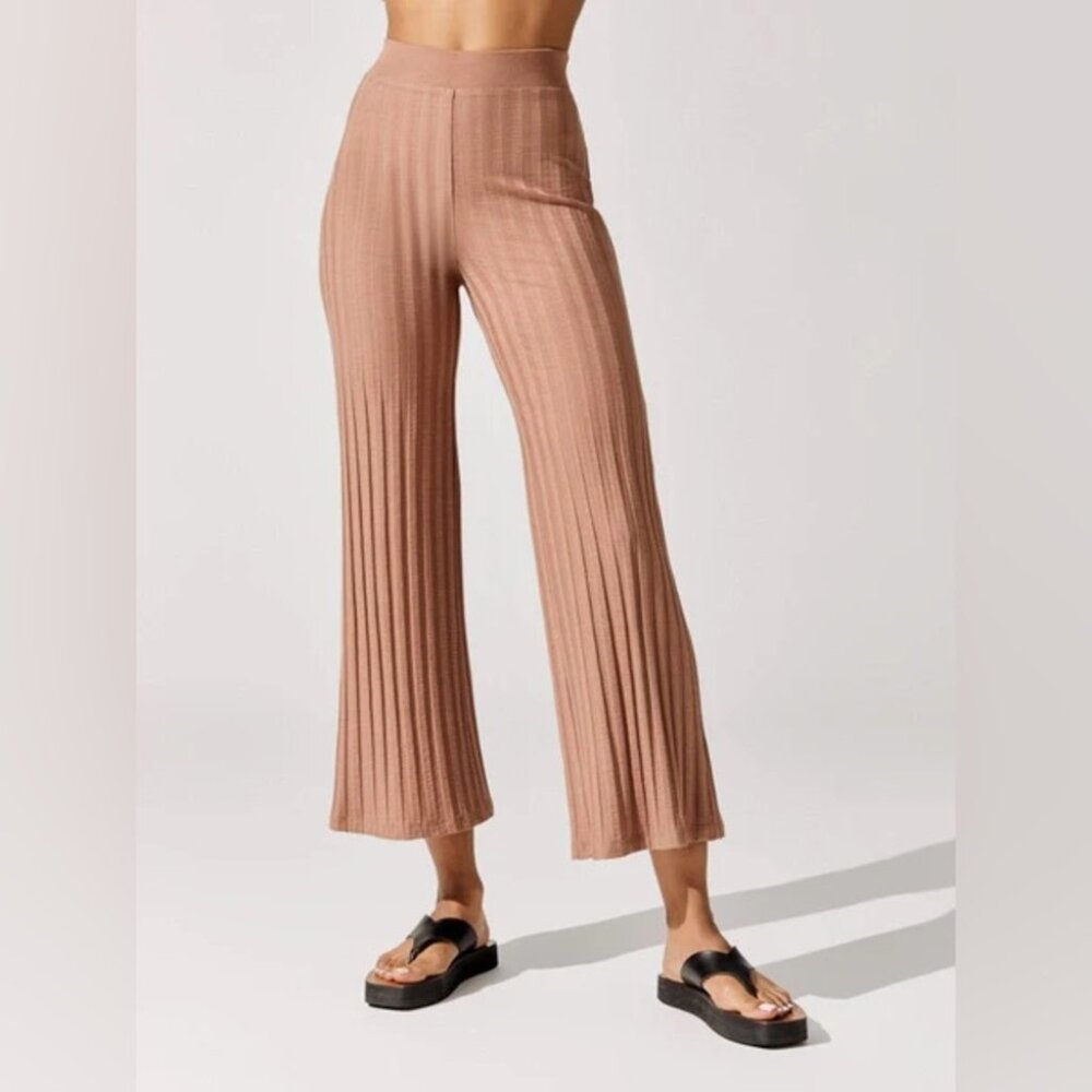 Jonathan Simkhai Celia Rib Wide Leg Pant Teak XS